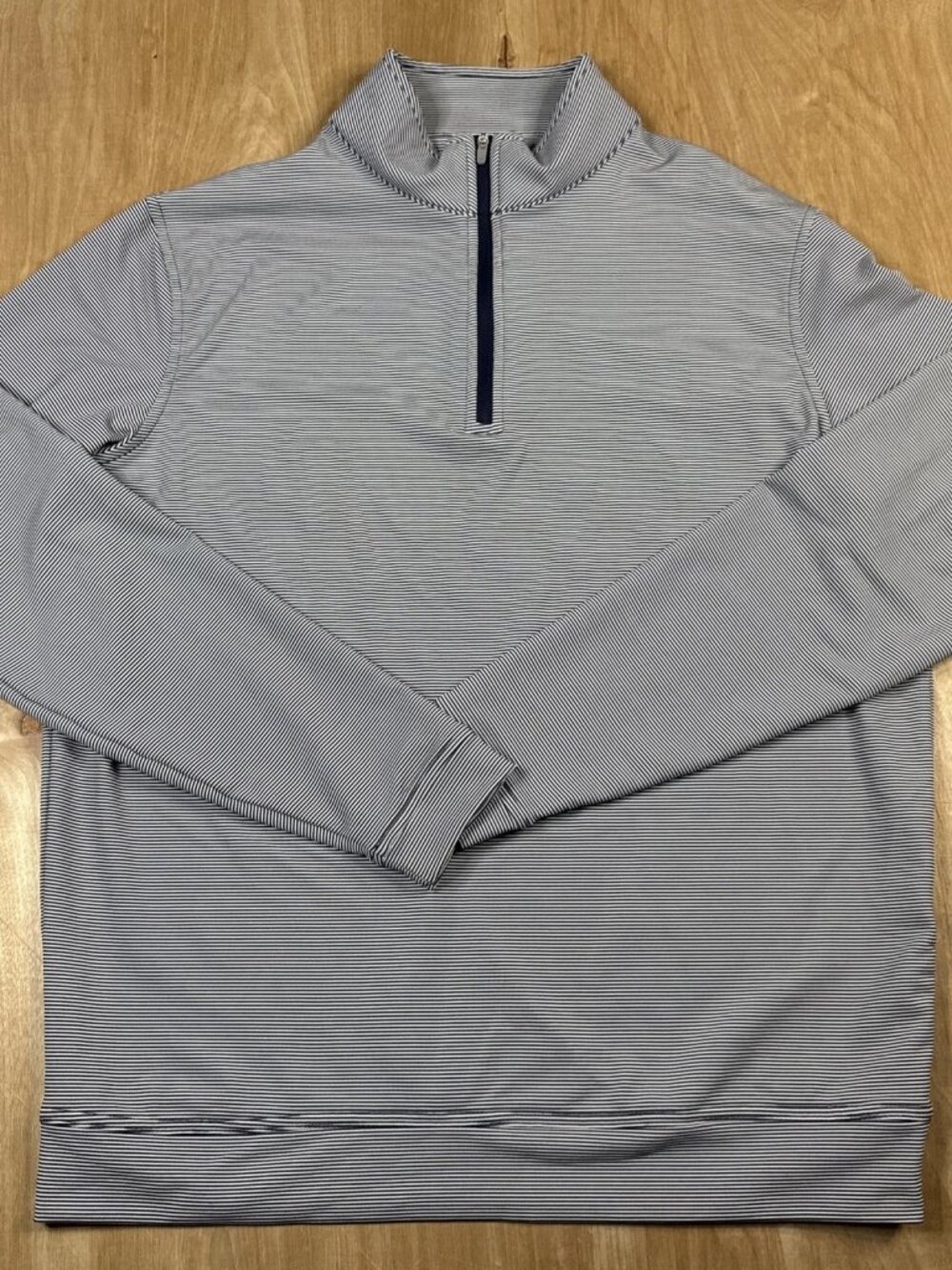 Peter Millar Mens Black & White Striped 1/4 Zip Long Sleeve Pullover Size Medium